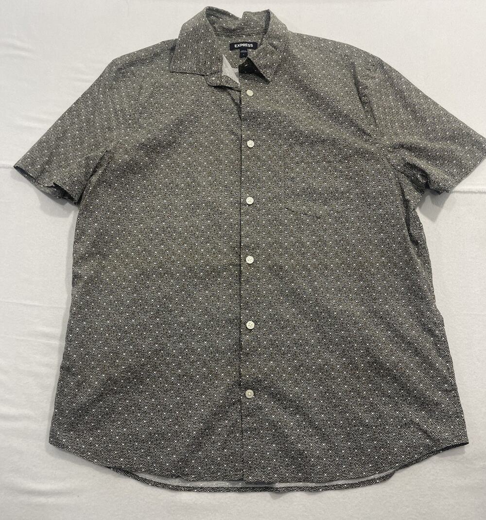 Express Brown Short Sleeve Button Down Shirt Mens L